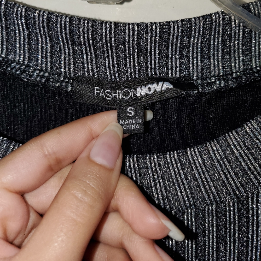 *SOLD* 5 for $20 | Fashion Nova Metallic Shimmer Striped Bodycon Dress - Picture 4 of 16